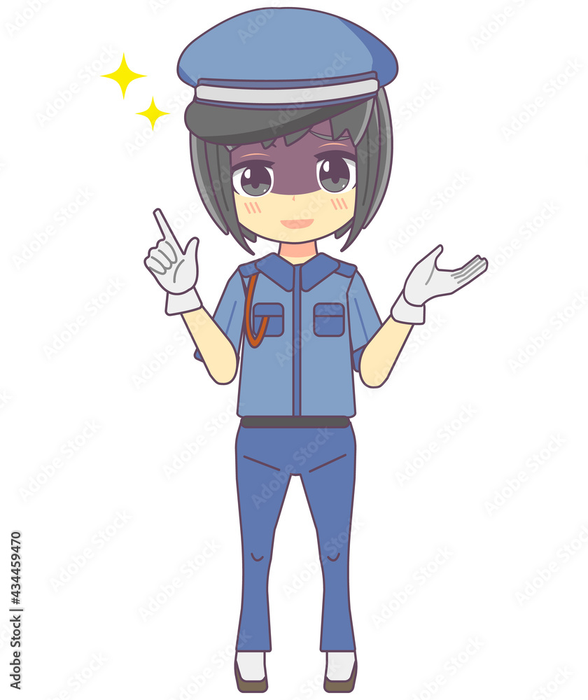悪だくみをする女性警備員のイラスト素材