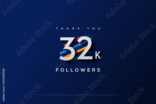 Thank you 32k followers with elongated oval background with different colors. photo