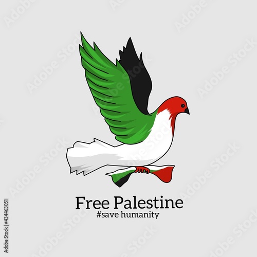 Illustration of Free Palestine.Dove Symbol of Peace Perfect for Solidarity Banner etc