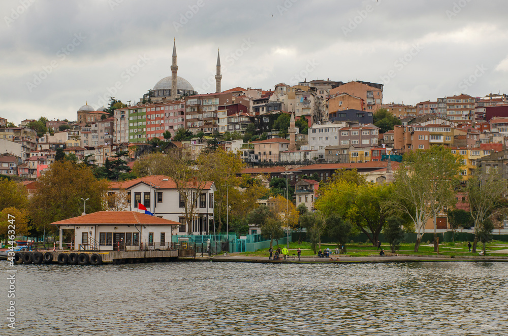 Mosque and city of Istanbul on beautiful view from the sea