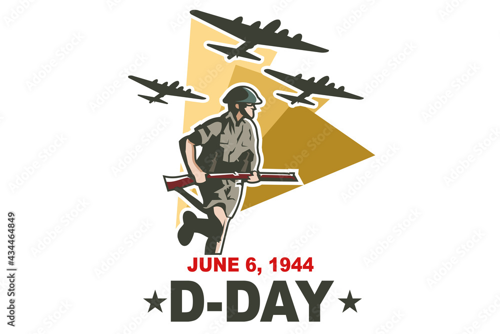 June 6, 1944. D-day, Normandy Landing vector illustration. Suitable for greeting card, poster and banner  - obrazy, fototapety, plakaty 