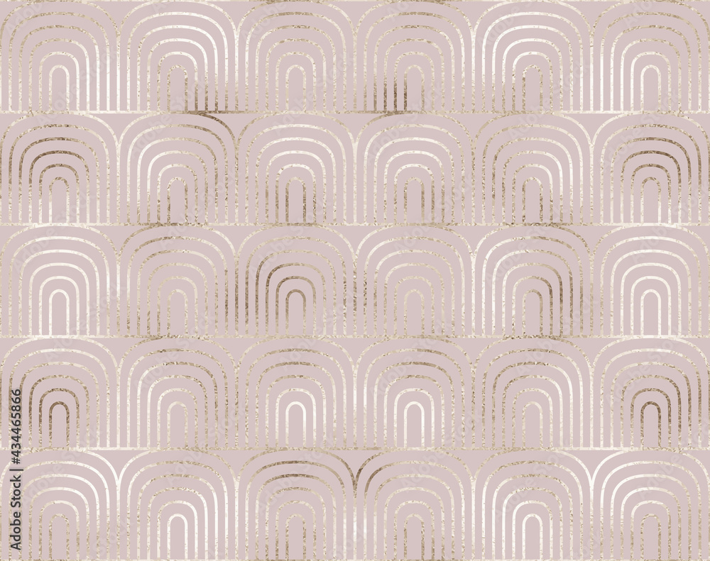 Art deco seamless pattern with gold arch petal grid. Art deco seamless pattern with gold arch petal grid.
