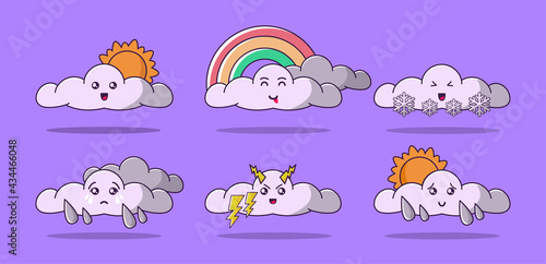 Kawaii clouds with various weather