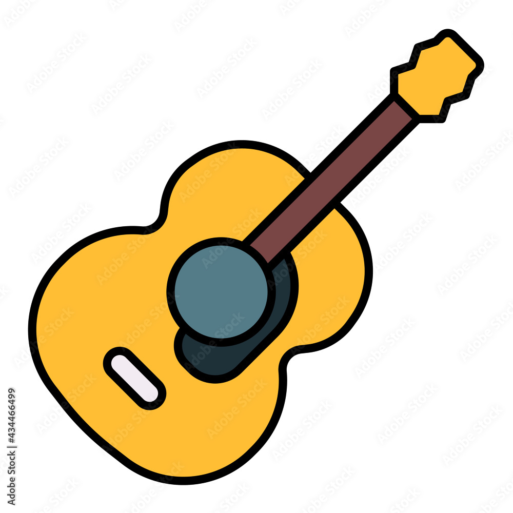 guitar acoustic using soft color and filled line style guitar acoustic using soft color and filled line style