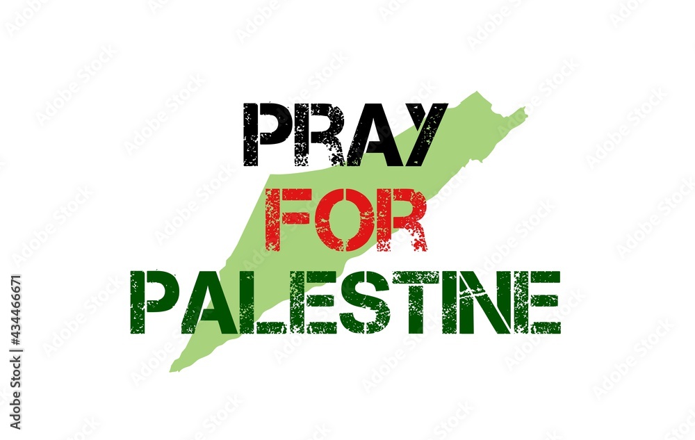 Phrase pray for Palestine on white background. Stock Illustration