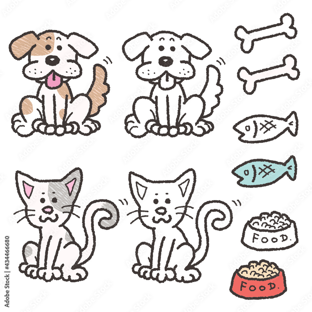 Fototapeta premium 動物／犬と猫のイラスト