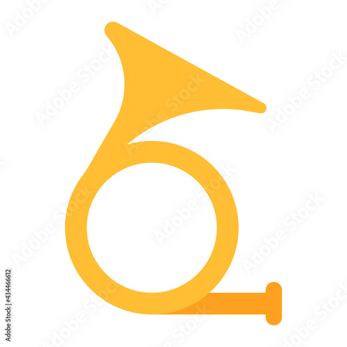 french horn using soft color and flat style