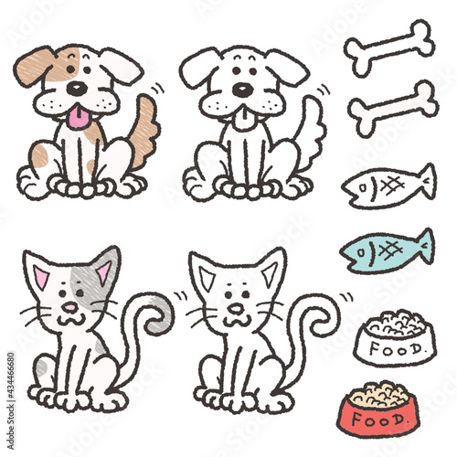 動物／犬と猫のイラスト