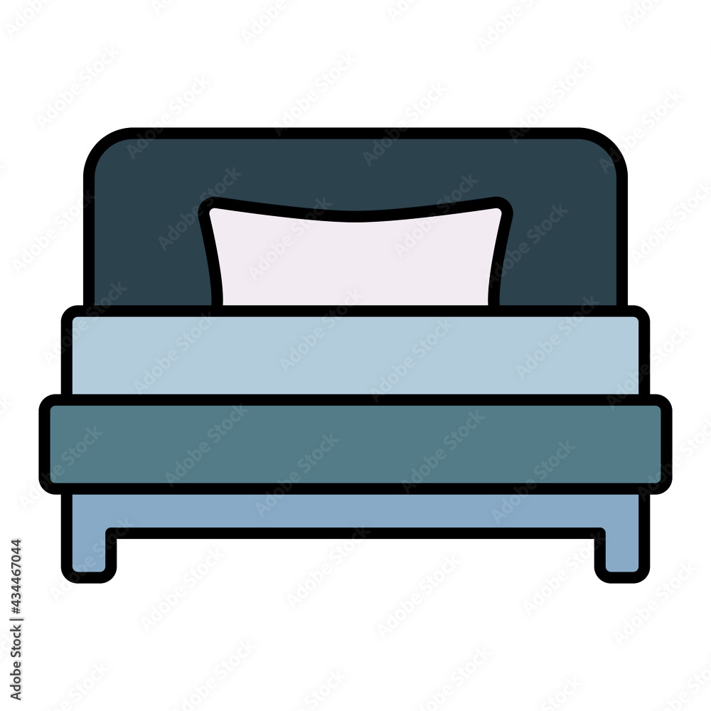 single bed room using soft color and filled line style single bed room using soft color and filled line style