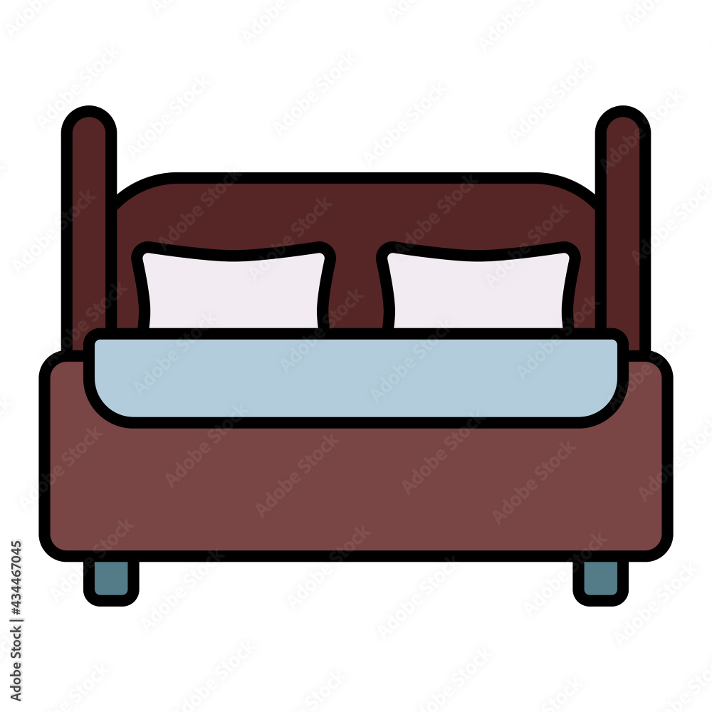 double bed room using soft color and filled line style double bed room using soft color and filled line style