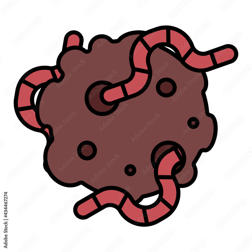 Fototapeta premium earthworm with soil in spring using soft color and filled line style