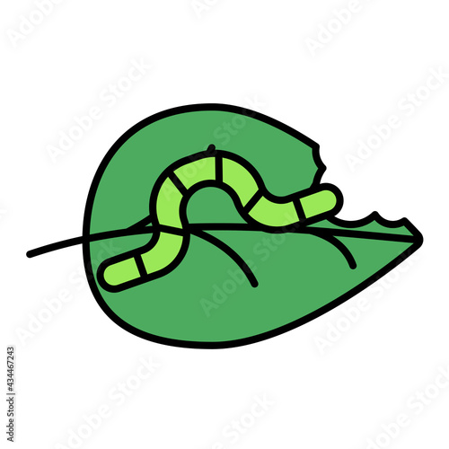 caterpillar eat leaf in spring using soft color and filled line style