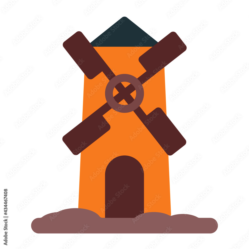 windmill in autumn using soft color and flat style windmill in autumn using soft color and flat style