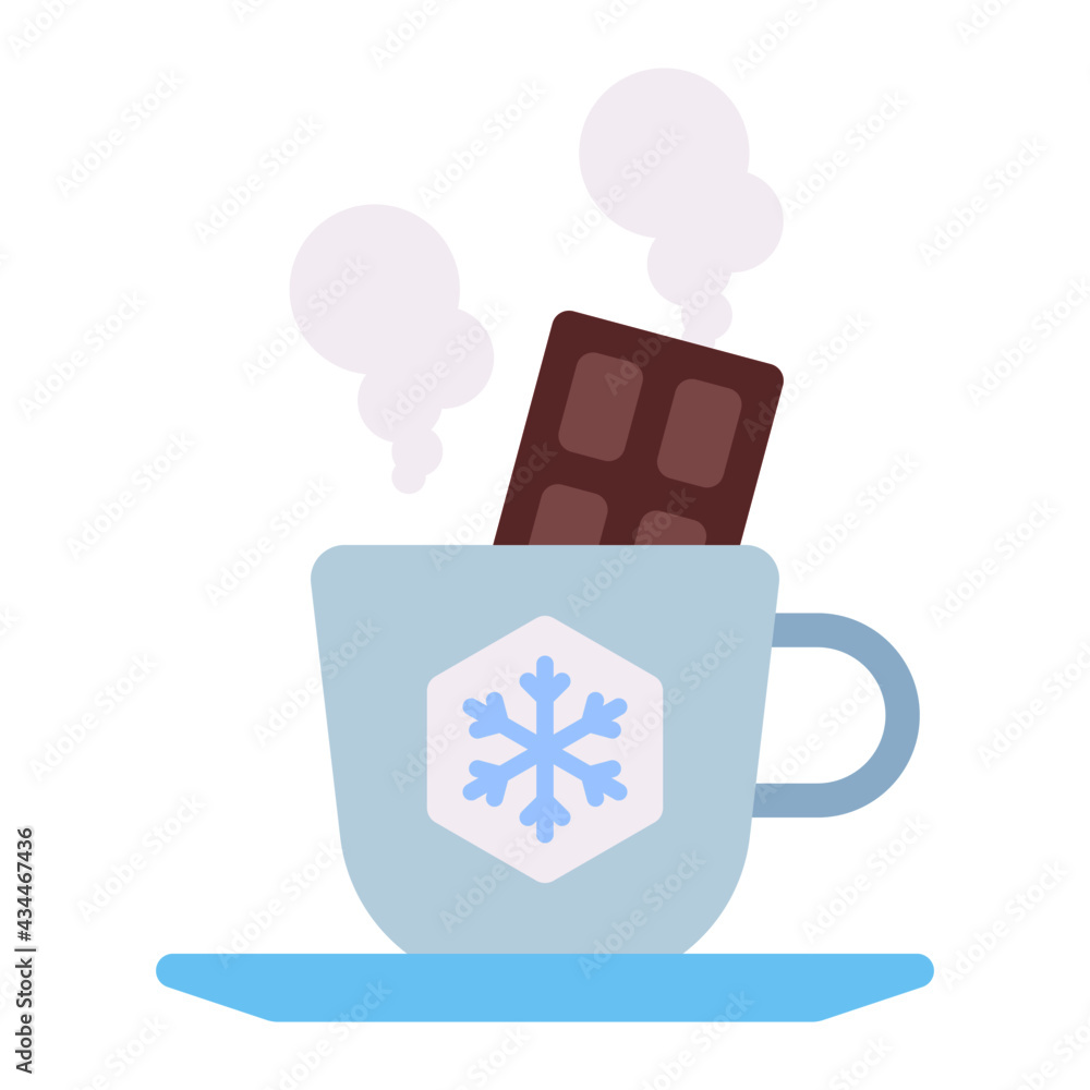 hot chocolate in winter using soft color and flat style