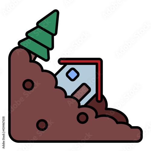 landslide disaster in settlements using soft color and filled line style