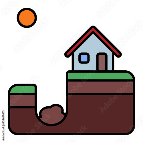 sinkhole disaster in settlements using soft color and filled line style