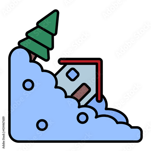 avalanche disaster in settlements using soft color and filled line style