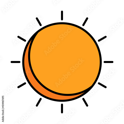 sun at noon using soft color and filled line style