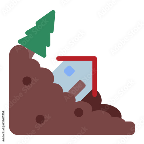 landslide disaster in settlements using soft color and flat style