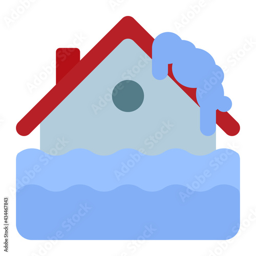 snow pile in settlements using soft color and flat style