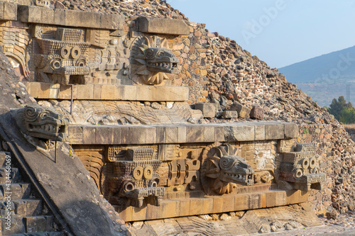 Print op canvas Temple of Quetzalcoatl at Citadel in Teotihuacan in city of San Juan Teotihuacan, State of Mexico, Mexico