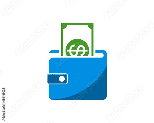 Simple blue wallet with money inside