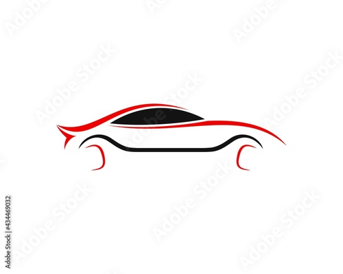 Abstract sport car outline with repair wrench