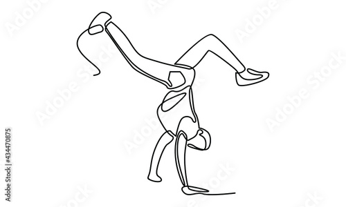 Continue line of person doing sport dance activity break dance vector illustration