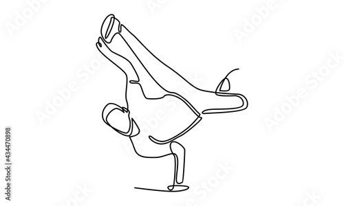 Continue line of person doing sport dance activity break dance vector illustration
