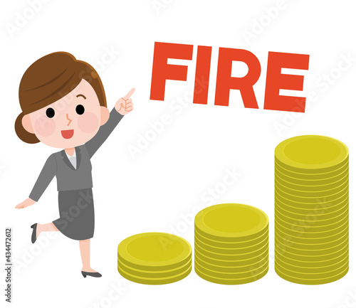 FIRE  早期リタイアを目指す女性　イラスト