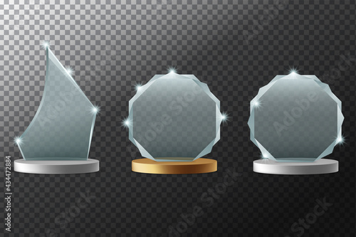 Glass awards realistic vector illustration