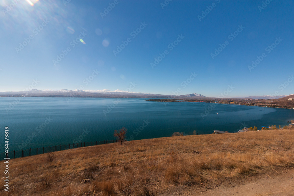 Lake Sevan with mountain views