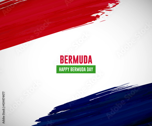 Happy independence day of Bermuda with creative watercolor splash background