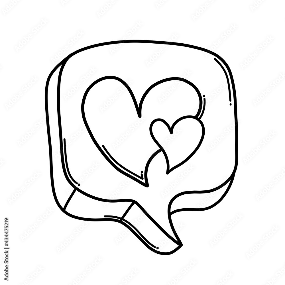 Speech bubble with heart Doodle vector icon. Drawing sketch illustration hand drawn cartoon line eps10 Speech bubble with heart Doodle vector icon. Drawing sketch illustration hand drawn cartoon line eps10