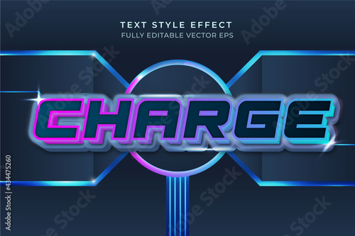 Charge Blue Editable Text Style Effect with Tech Background