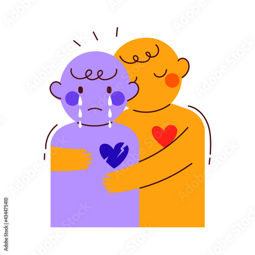A friend who comforts you when you are sad and depressed. Psychological support concept vector illustration.