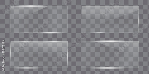 Transparent plate. Plexiglass plate. Glass plate. Transparent surface. Vector illustration.