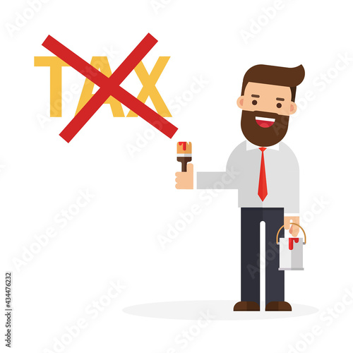 Businessman cross out word tax and money