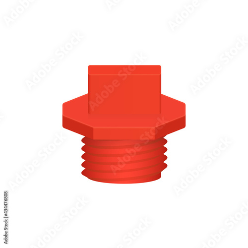 PVC screw plug with male thread (NPT) vector design. Also called end cap, hole seal, stopper or hose end. Part for closing end of pipe or fitting in pipeline system, plumbing, drainage, water supply.