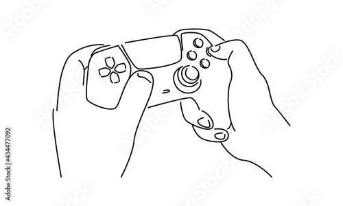 Hand holding game controller vector illustration