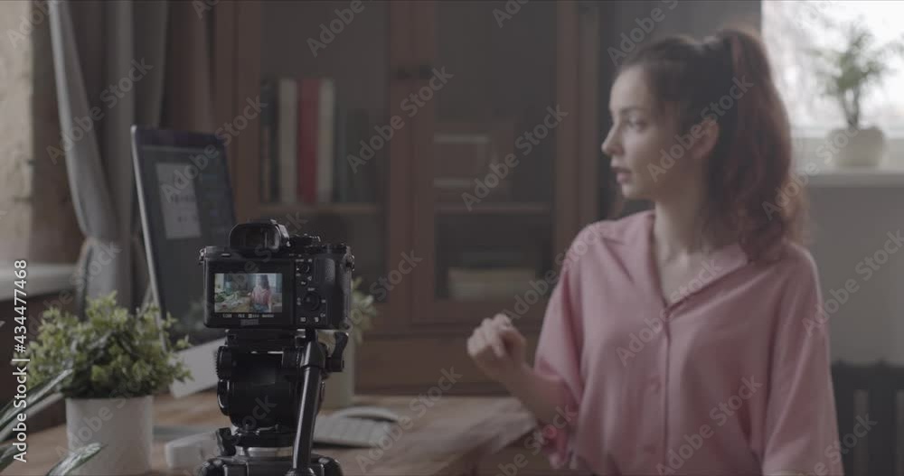 Vlogger filming in room Vlogger filming in room