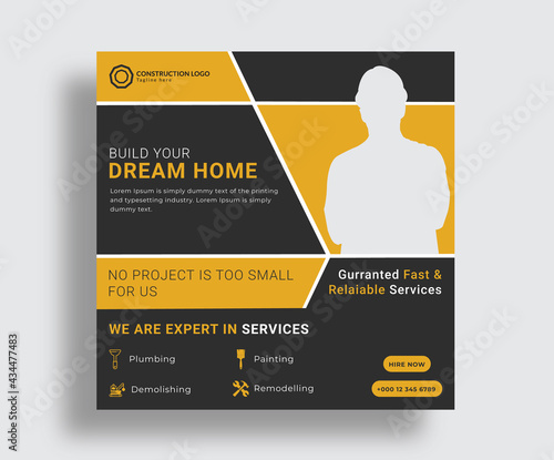 Construction company social media  template