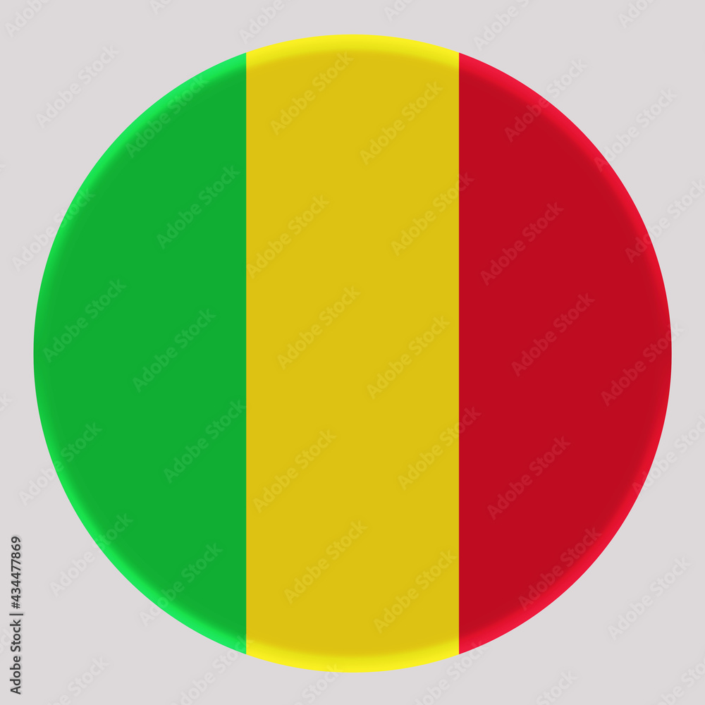 3D Flag of Mali on circle 3D Flag of Mali on circle