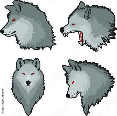 Set the head of wolf vector illustration