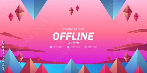 Abstract futuristic geometric fantasy background landscape for offline stream twitch live video game