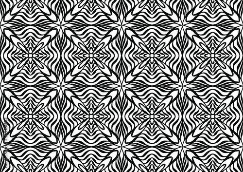 seamless tile with folk style floral ornaments for coloring on a white background, seamless pattern, vector