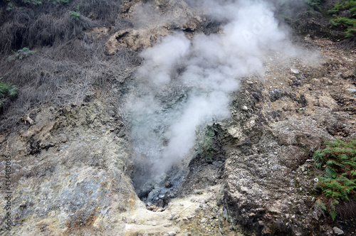 sulfuric smoke came out of the cliff