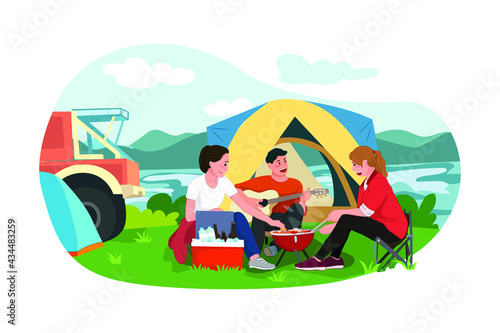 Group Of Friends Doing Camping