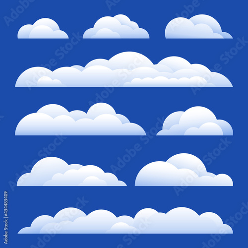 Vector Illustration. Set of clouds isolated on background 