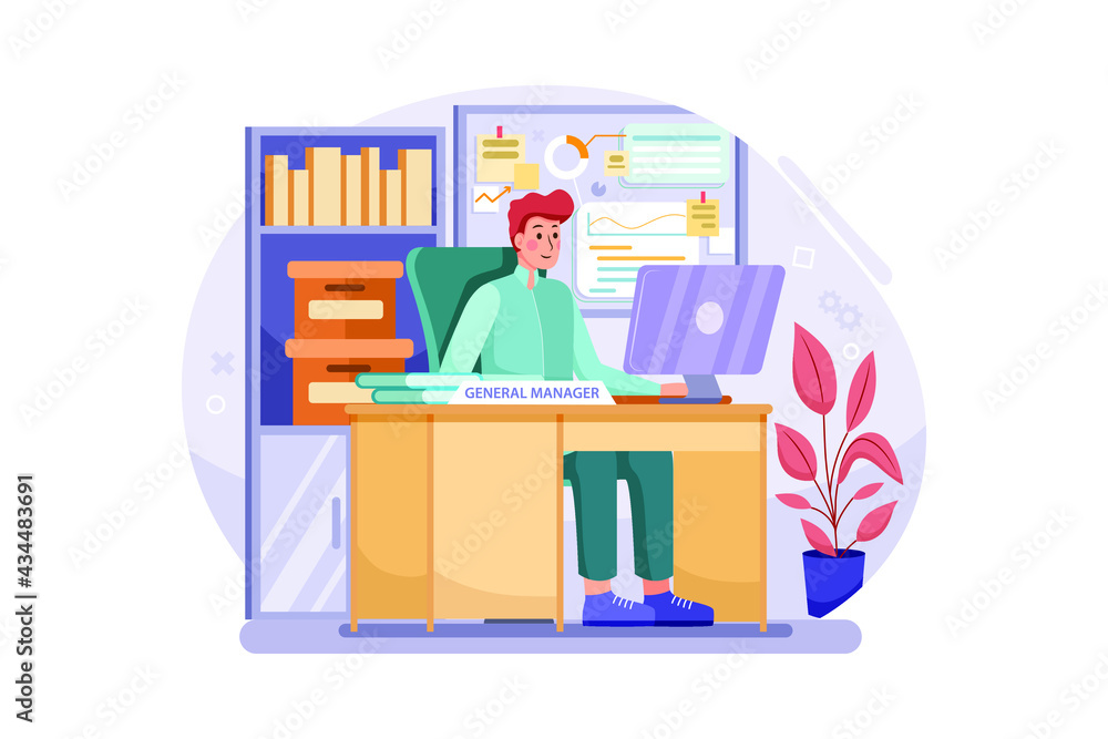 General Manager Illustration concept. Flat illustration isolated on white background. General Manager Illustration concept. Flat illustration isolated on white background.